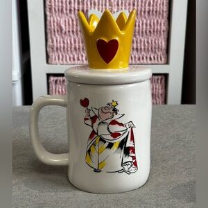 Rae Dunn x Disney Alice in Wonderland Queen of Hearts Mug with Crown Mug Topper
